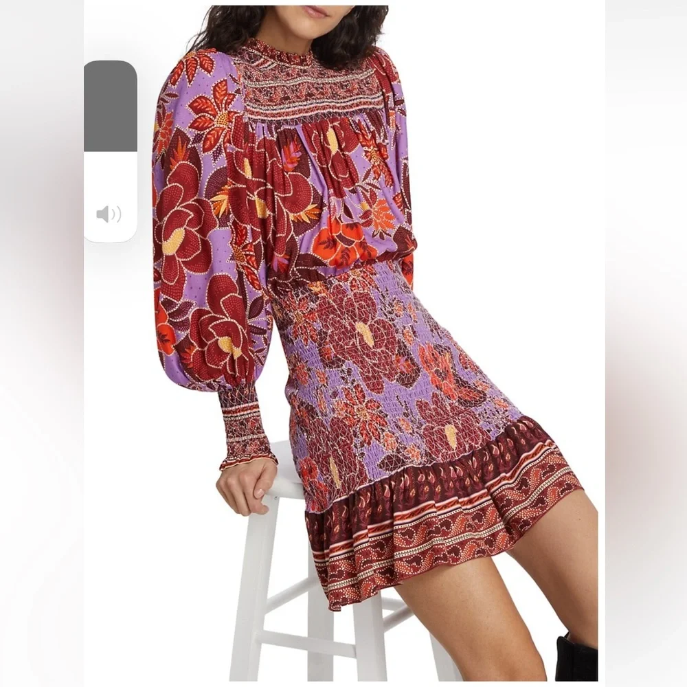 🥭 FARM RIO Sweet Floral Long Sleeve Minidress - Picture 12 of 17